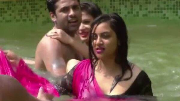 During the same, aawam's favorite Arshi Khan will grab limelight for wearing saree in the pool party. She'll be seen having fun in the pool in the saree. (Photo: Colors)