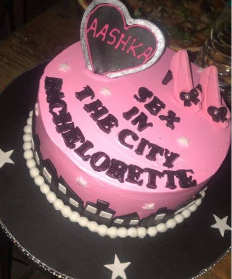 Here's the bachelorette cake of Aashka Goradia with 'Sex in the city' written over it. (Photo: Instagram)