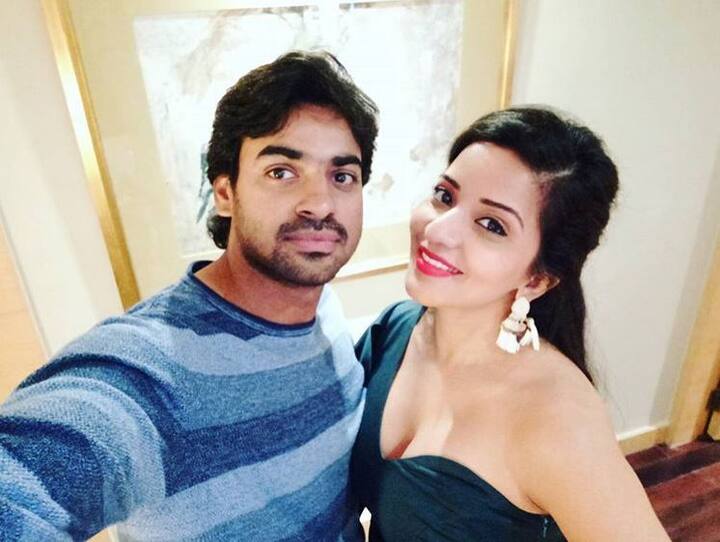 Mona looking astonishing in the green one-shoulder dress. Here she's posing with actor-friend Aditya Ojha who shared this pic with the caption -
