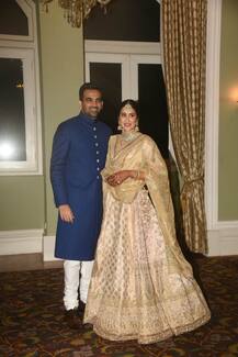 PICS: Sagarika Ghatge & cricketer Zaheer Khan look PERFECT together at their wedding reception!
