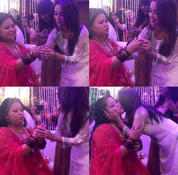 Here's a picture of 'Naagin' actress Adaa Khan putting bangles on Bharti's hands.(Photo: Instagram)