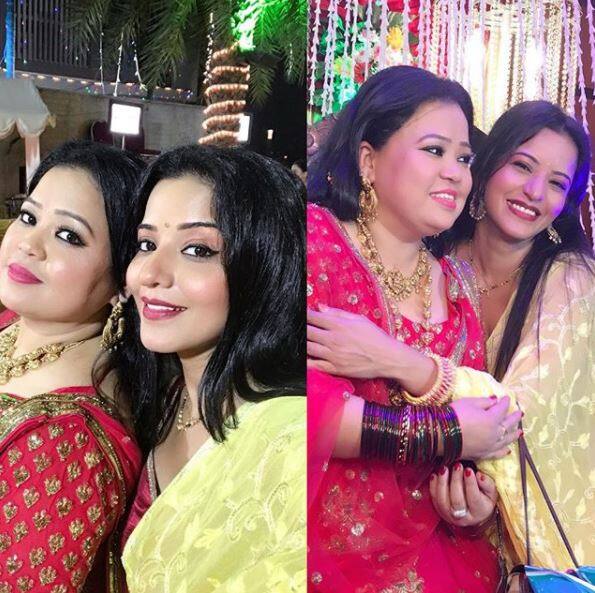 'Bigg Boss 10' contestant & Bhojpuri actress Monalisa Antara posted this pic with bride-to-be Bharti with the caption,