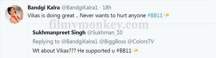 Bandgi also wrote in praise of Vikas Gupta. Vikas had been really supporting and was also accused of being bias towards Bandgi-Puneesh.