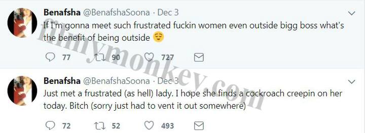 Ben wrote it in reference to her earlier tweet in which she expressed anger over some woman who she had just met. See her tweets above! 