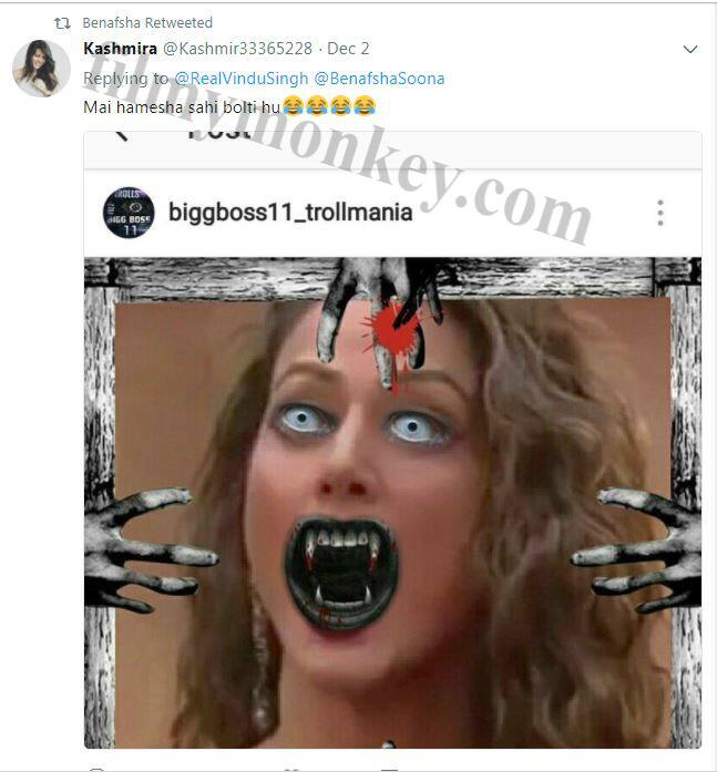 And also check out this tweet that's targeted at Hina Khan showing her as 'Shaitaan' and Ben re-tweets it.
