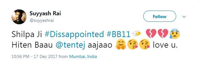Suyyash tweeted, 