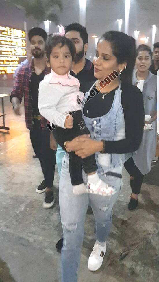 Here's Mehjabi right after her eviction from the BB 11 house a month ago when her daughter Aayat came to get her home.