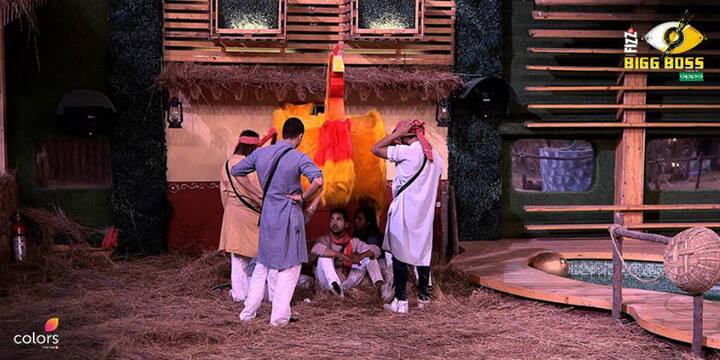 The task started on a peaceful note but the housemates turned violent when Hina's egg came out in the second round. (Photo: Colors)