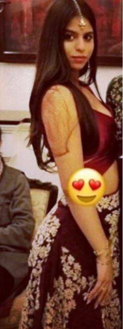 And yet another look! Suhana in a maroon lehenga at a relative's wedding