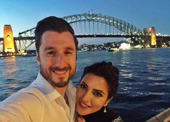Now her fiance James Milliron has posted a throwback picture in which he's posing with lady love Shama. Shama is looking really hot in a red bikini in the picture. (Photo: Instagram)