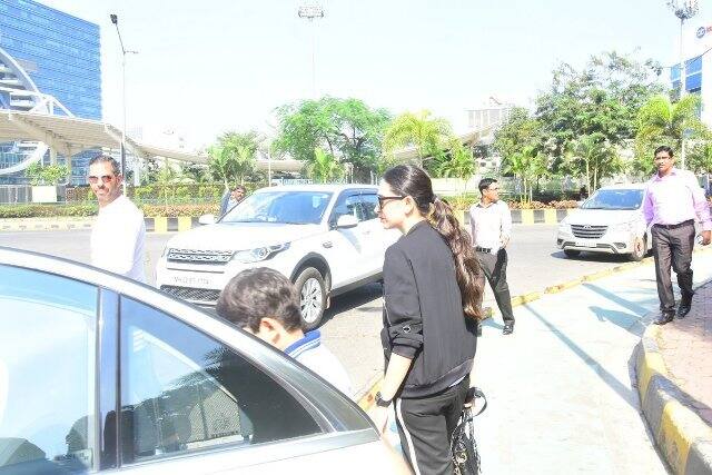 Karisma and ex-husband Sanjay Kapur meet up on lunch and their son Kiaan was also accompanying his mother
