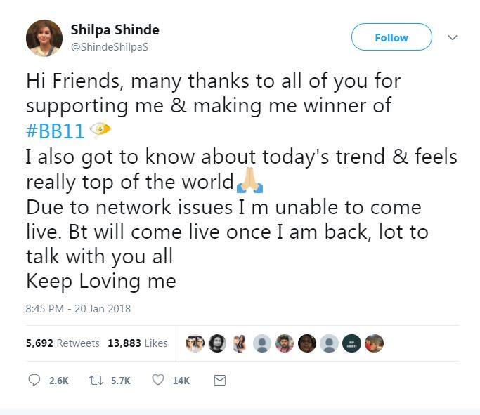 Shilpa expressed gratitude to her fans for the trend and even promised to come live soon