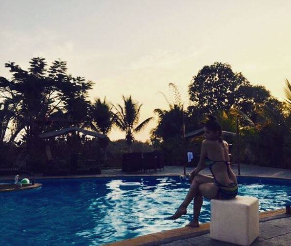 Rubina posted this stunning picture in which she is posing in a bikini by the pool site. (Photo: Instagram)