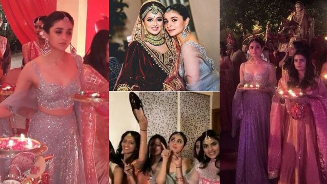 SEE PICS: From stealing groom's shoes to holding a thali of diyas, Alia  Bhatt plays the