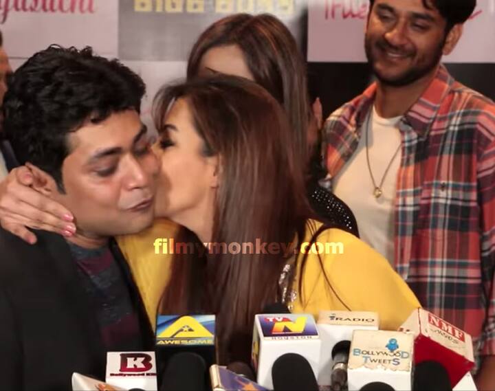 After skipping Arshi Khan's reunion bash two weeks ago, Shilpa showed up at Sabya's B'day party a week later. She kisses him in presence of cameras to show her immense liking for him.