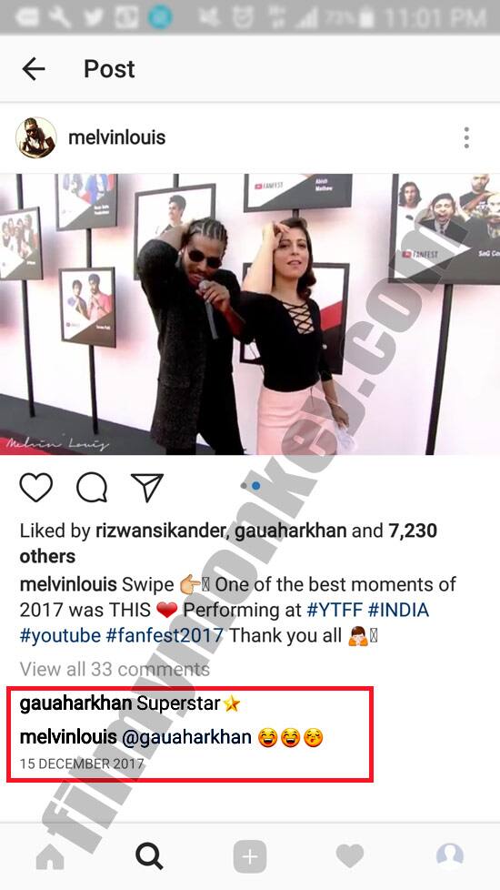 Melvin and Gauahar might have decided to hide their relationship for now but their comments on each other's social media posts also do a lot of talking and would get you thinking!