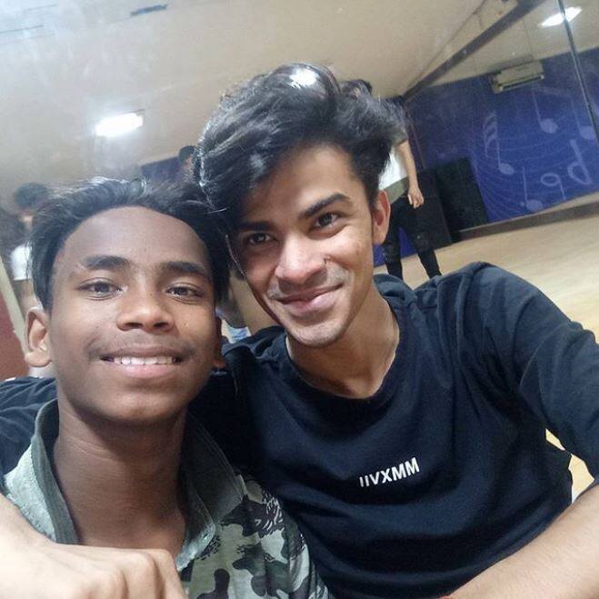 Laxman with choreographer Prateik Utekar who's with participant Ritik Diwaker