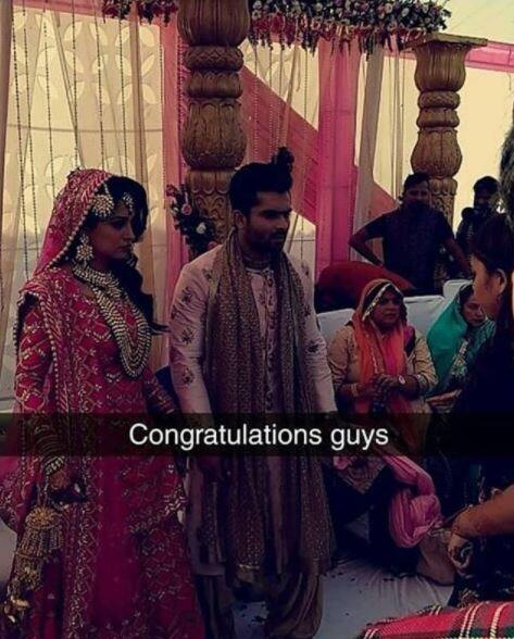 The couple took wedding vows in a 'nikaah' ceremony at Shoaib's hometown Maudaha — a town near Kanpur. (Photo: Instagram)