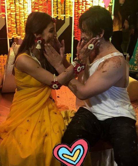 Mudit & Aprajita looking happy together at their haldi ceremony. (Photo: Instagram)