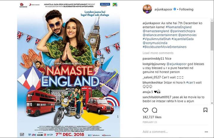 Arjun's message before this one was regarding his new film 'Namaste England' that he just began to shoot with lead co-star Parineeti Chopra, a day before Sridevi passed away...i.e. 23rd February 2018.