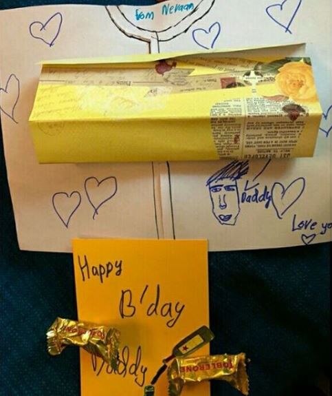 Hiten's twins made cards for him & the actor also shared the pictures of the cards made by Neevan & Katya. Here's one of the cards...(Photo: Instagram)
