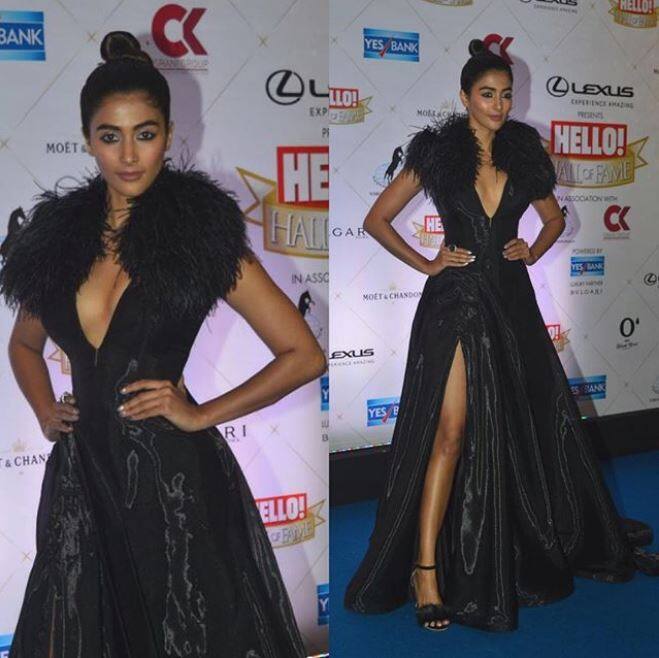 The 'Mohenjo Daro' actress Pooja Hegde wore a Black Dolly J attire.