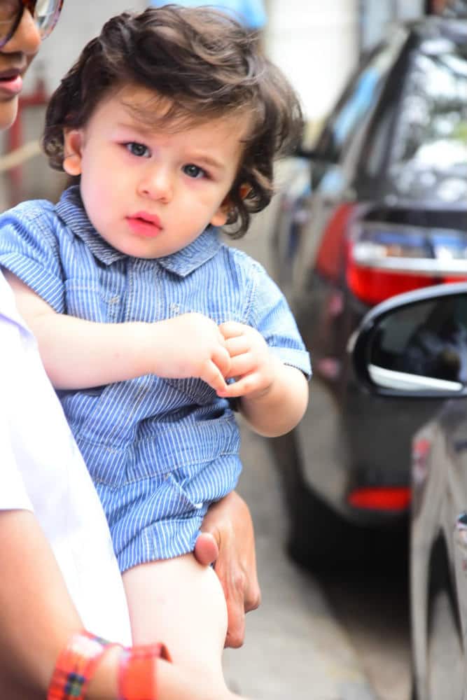 Recently, the cute star-kid was spotted at his play-school in his nanny's arms looking adorable as ever. Check out the pictures here...(Photo: Manav Manglani)
