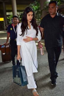 PICS: Sridevi's daughter Janhvi Kapoor back in Mumbai after wrapping Kolkata shoot of 'Dhadak'; Spotted at the airport in a white suit & kolhapuri chappal!