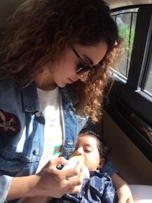 'Massi' Kangana Ranaut feeding milk to nephew Prithvi Raj Chandel on the family's lunch-out is cute-beyond-words!