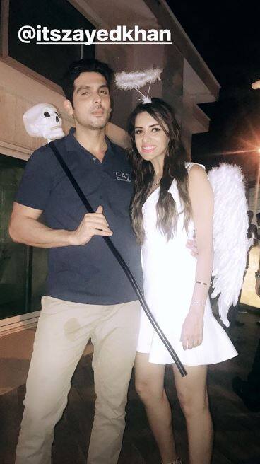 Smriti posing with Bollywood actor Zayed Khan at Gautam's birthday party. (Photo: Instagram)