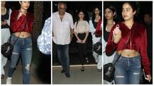 PICS: Janhvi Kapoor looks ravishing in RED post dinner with Khushi & Boney Kapoor!