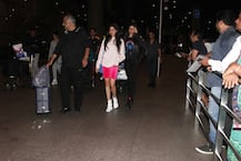 IN PICS: Sridevi's STYLISH daughter Jhanvi Kapoor gives FASHION GOALS in PINK VELVET tights at the airport as she returns back from US holiday with FAMILY!