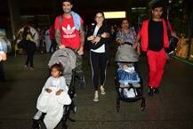 IN PICS: Sunny Leone spotted with NEWBORN TWIN BOYS for the first time since their birth along with daughter Nisha and hubby Daniel Weber!