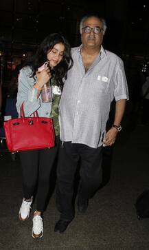PICS: Janhvi hugs Boney Kapoor at Airport; father-daughter duo walk hand-in-hand towards their car!