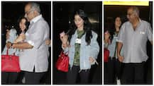 PICS: Janhvi hugs Boney Kapoor at Airport; father-daughter duo walk hand-in-hand towards their car!
