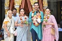 IN PICS: Hema Malini & family seek blessings at Iskcon Temple; Esha Deol's daughter Radhya look super-cute!