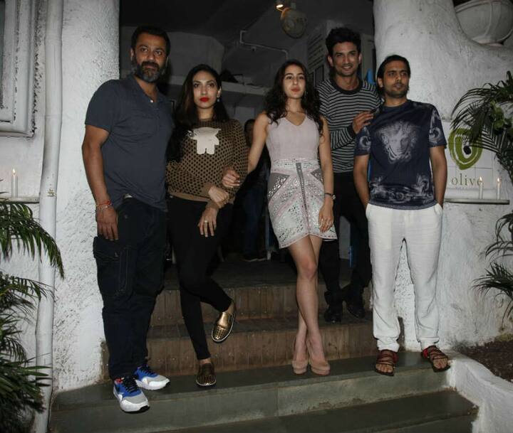 Saif Ali Khan's pretty daughter Sara Ali Khan is all set to make her debut in Bollywood opposite Sushant Singh Rajput in Abhishek Kapoor's directorial 'Kedarnath'. And on Wednesday the upcoming actress was snapped outside a restaurant in Mumbai with the whole team of 'Kedarnath'