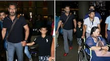 IN PICS: Ajay Devgn spotted with son Yug & mother Veena at the airport!