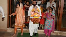 Ganesh Chaturthi 2017: Sanjay Dutt's twins Shahraan & Iqra look excited at Ganpati Visarjan as the actor & his family bids farewell to their Ganesha idol!