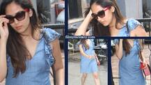 Mira Rajput looks hot in a denim fitted dress & the baby bump makes it even more endearing!