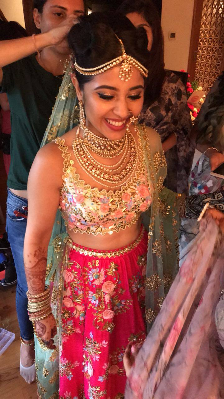 The Bollywood diva was all smiles while dressing up for her marriage.