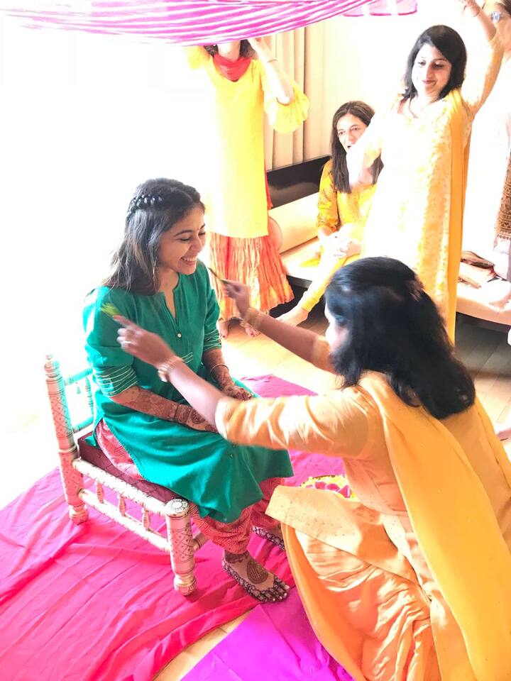 Shweta & Chaitnya's pre-wedding ceremony kick-started with the Haldi ceremony earlier today 
