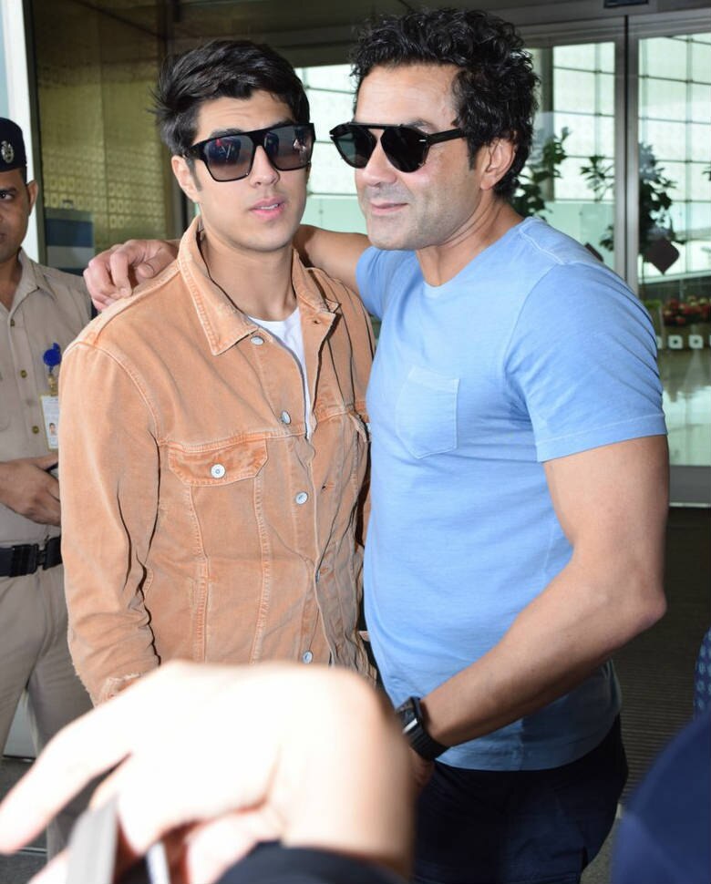 Actor Bobby Deol With Son Aryaman And Wife Tanya Deol At The Airport