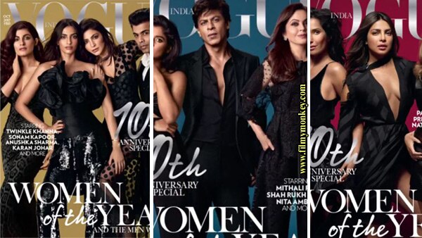 SRK, Priyanka Chorpa and Anushka Sharma grace the 10th anniversary of Vogue India SRK, Priyanka Chorpa and Anushka Sharma grace the 10th anniversary of Vogue India