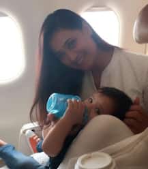 PICS: TV actress Shweta Tiwari shares heart-melting pic with her BABY BOY sitting on her lap in flight!