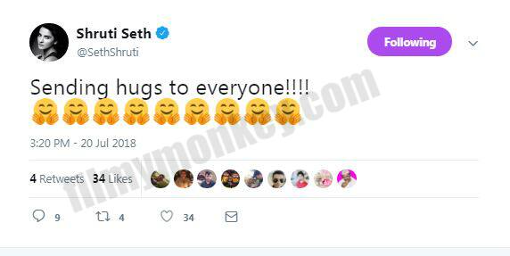 Actress Shruti Seth looked impressed with the hug!