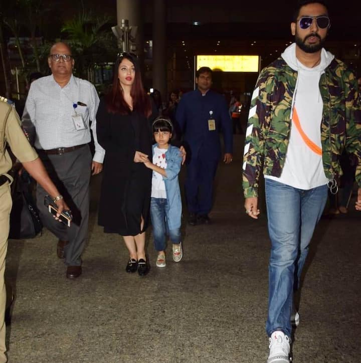 Aishwarya, Abhishek with Aaradhya arrive back in Mumbai post their holiday abroad. 