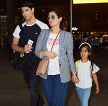Sister Nitara hides from cameras making big bro Aarav Bhatia smile as Akshay Kumar & family return from vacay!