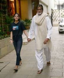 IN PICS: Amitabh Bachchan's granddaughter Navya Nanda joins him for his Sunday darshan to greet fans!