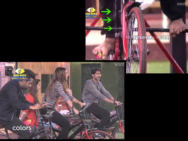 *PUNEESH SHARMA - Bigg Boss 11* During the Cycle Task to win Captaincy...Hiten Tejwani, Benafsha Soonawalla & Puneesh had to cycle and rock it side to side with also drining water at certain intervals. Puneesh pees in his pants, making Ben nervous and she quit the show unable to handle the pressure. Finally Puneesh wins beating Hiten and became the captain for the second time in the 5th week.